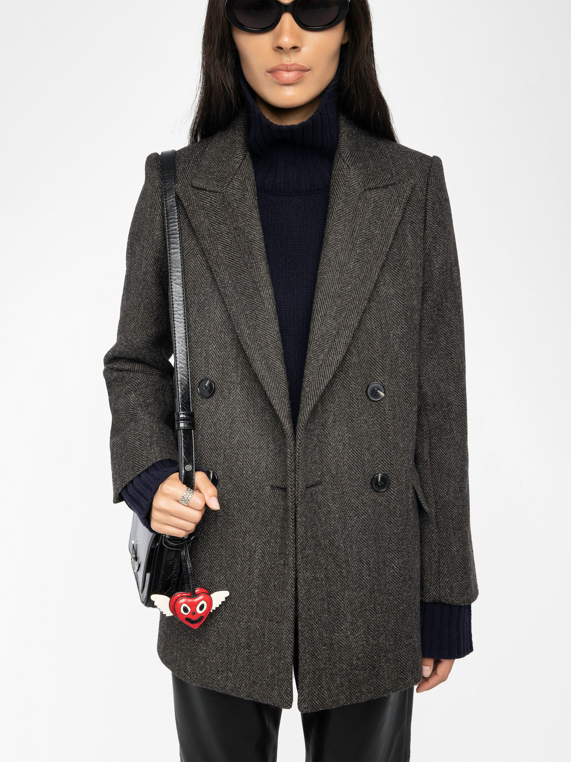 Miew Coat - Peacoat-style coat in wool blend, double-breasted buttoned closure and long sleeves.